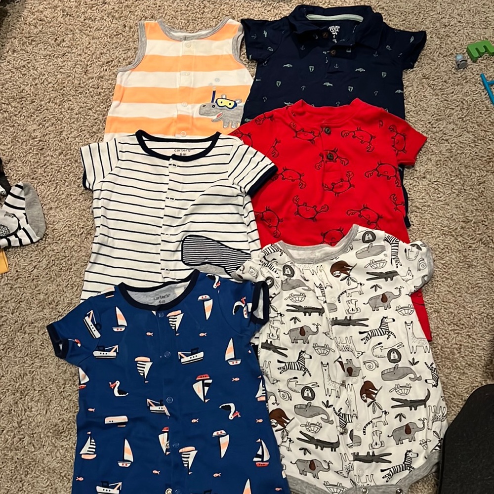 Baby boy one pieces. 6 total! All size 6m